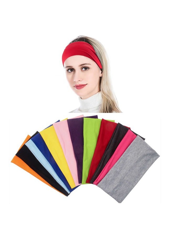 Yeshan Pack of 12 Wide 5 Inch Wicking Stretchy Athletic Bandana Headbands / Head wrap / Yoga Headband / Head Scarf / Best Looking Hairband for Sports or Fashion,candy colors in wide - Image 1
