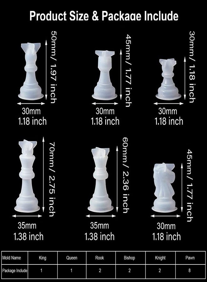 Endoto Resin Chess Pieces Mold Set, 16 Pieces Full Size 3D Silicone Chess Molds Kit for Epoxy Resin Casting, Family Party Board Games and Home Decoration - Image 3