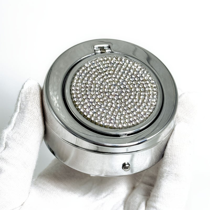 Silver Pop Up Lid Ashtray With Rhinestone Portable For Car - Image 5