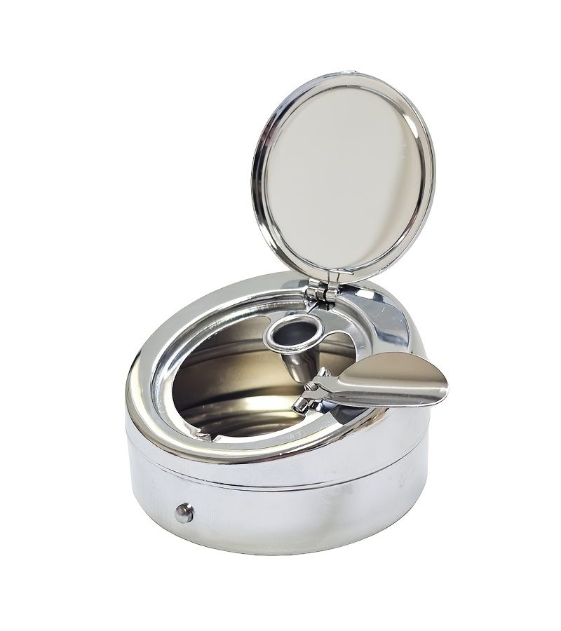Silver Pop Up Lid Ashtray With Rhinestone Portable For Car - Image 4
