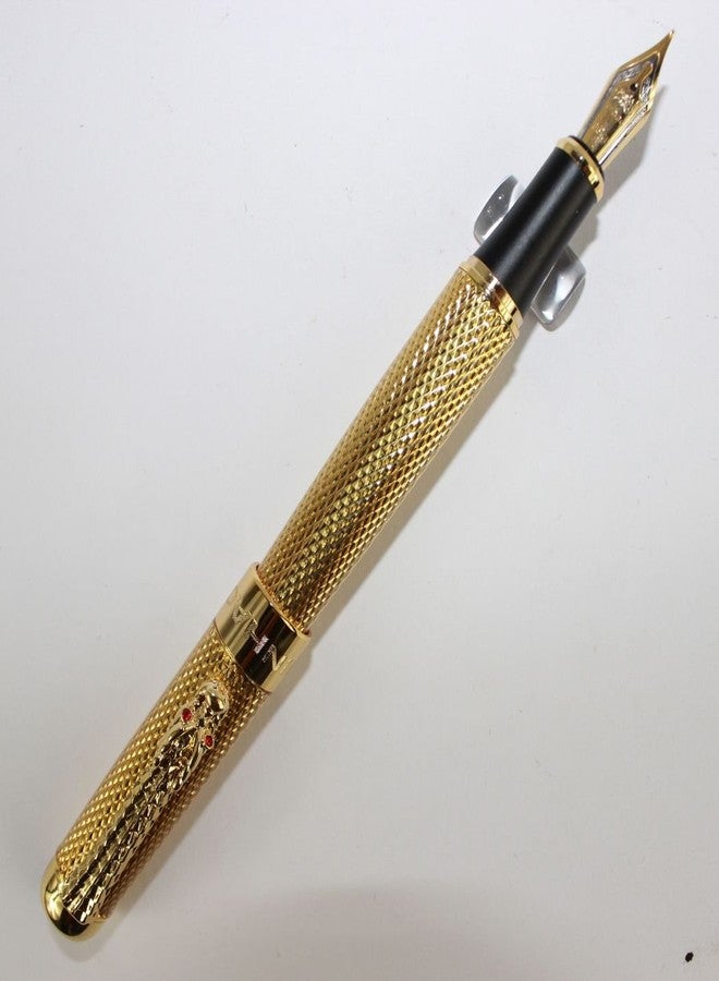Gullor Jinhao 1200 Pure Golden Medium Fountain Pen with Carving Pattern - Image 2