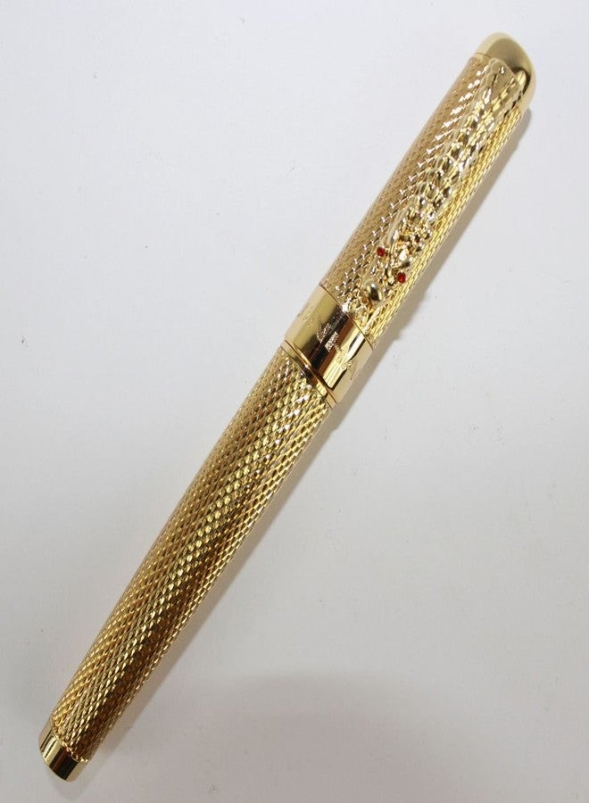 Gullor Jinhao 1200 Pure Golden Medium Fountain Pen with Carving Pattern - Image 1