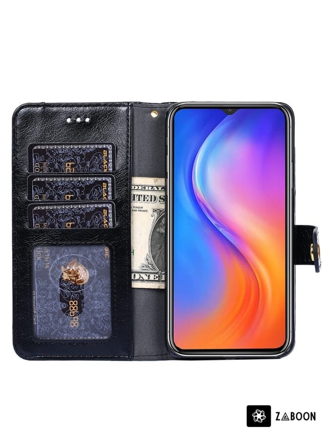 Zaboon - Protective Case For Sharp Aqous V6/V6 Plus Stitching Skin Feel Magnetic Buckle Horizontal Flip PU Leather Case - Image 1