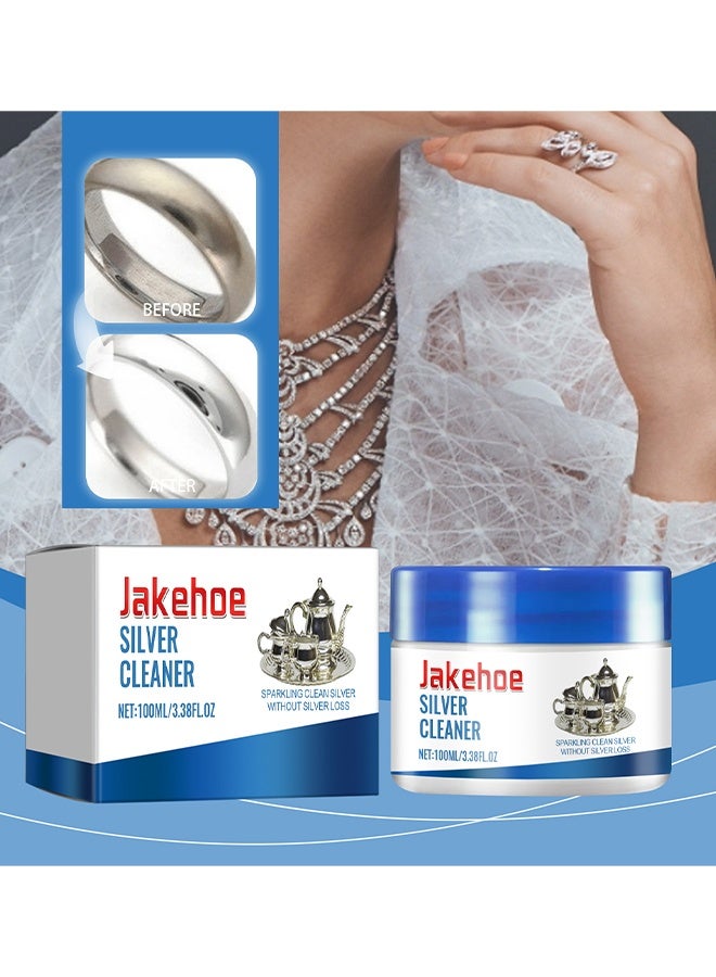 Jakehoe Instant Silver Cleaner, Jewelry Cleaner Tarnish Remover, Instant Silver Cleaner For Home & Kitchen Use, Instant Silver Cleaner Without Silver Loss (Silver Polish) 100ML - Image 1