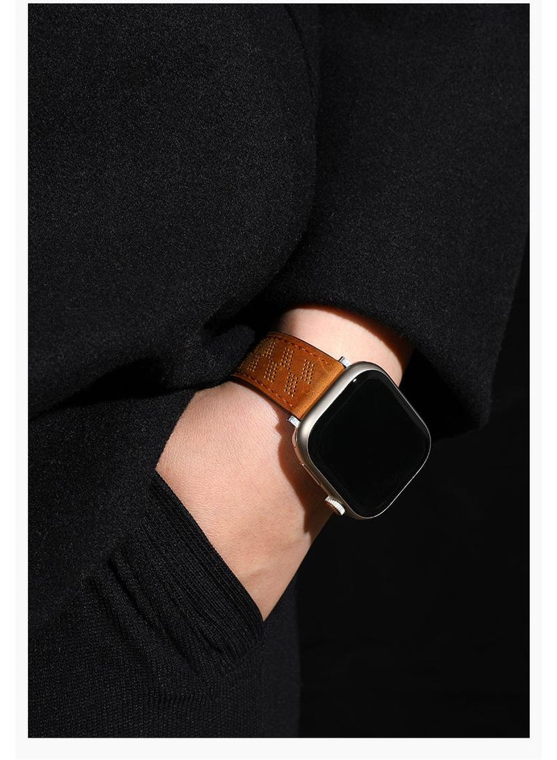 Y&D For Apple Watch 42/44/45/49MM Leather Breathable Microporous Folding Magnetic Buckle Strap - Image 3