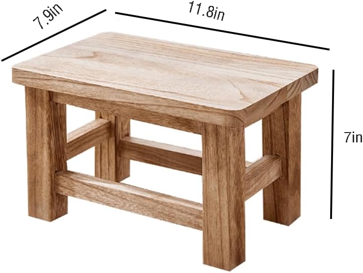 TEMIREN Solid Wood Step Stool with Non-Slip Rubber feet, Low Stool for Changing Shoes in Bedroom, Kitchen and Living Room, Sturdy and Durable, no Assembly Required (Solid Wood) - Image 2