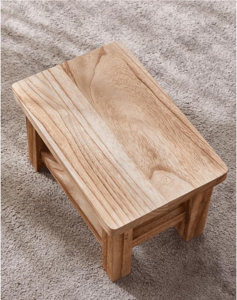 TEMIREN Solid Wood Step Stool with Non-Slip Rubber feet, Low Stool for Changing Shoes in Bedroom, Kitchen and Living Room, Sturdy and Durable, no Assembly Required (Solid Wood) - Image 4