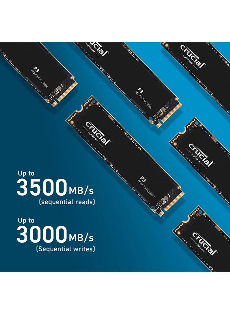 كروشيال P3 1 تيرابايت CT1000P3SSD8 PCIe 3.0، 3D NAND، NVMe، M.2 SSD، حتى 3500 ميجابايت/ثانية، أسود 1 تيرابايت - Image 3