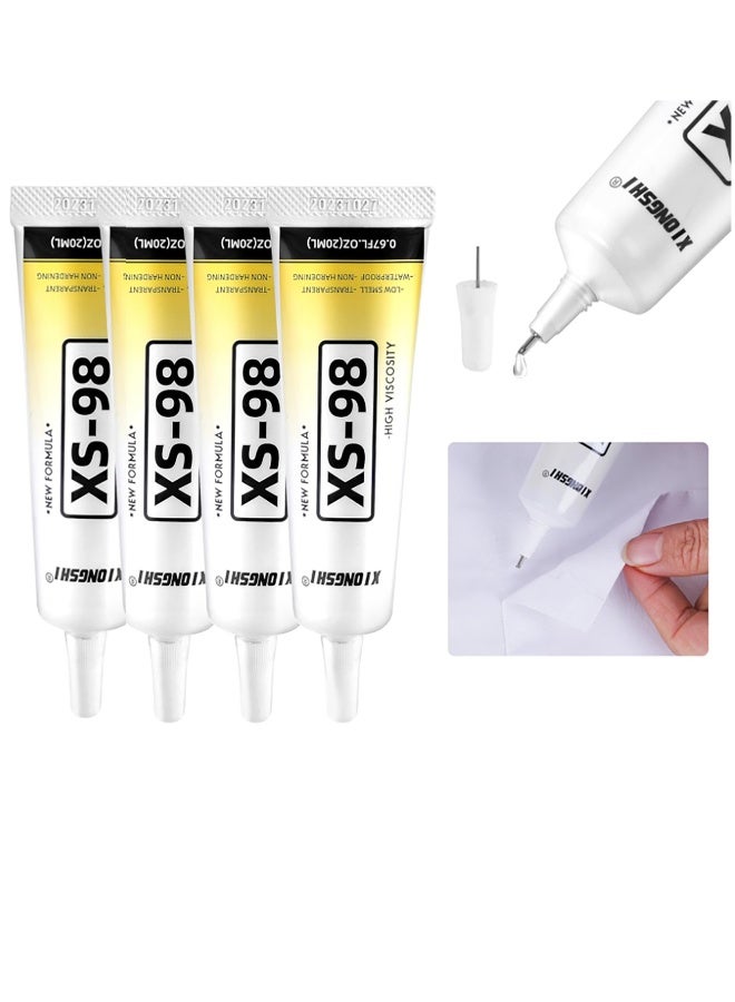 Generic 60ml Fabric Glue, 4 Pcs Fabric Glue for Clothing Permanent Washable Clear Fabric Adhesive for All Fabrics, Cotton, Flannel, Denim, Leather, Polyester, Doll Repair, Patches, PU - Image 1