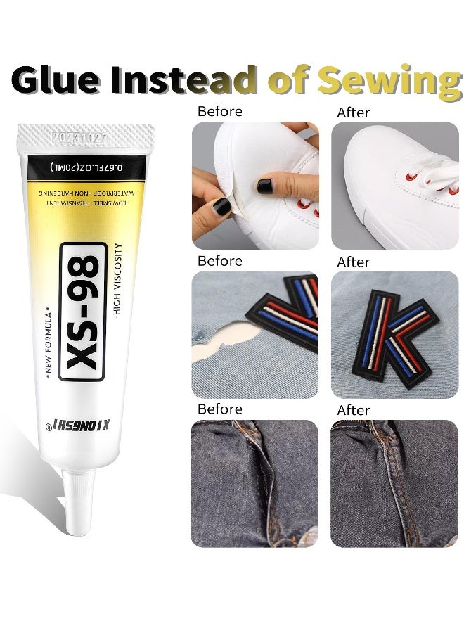 Generic 60ml Fabric Glue, 4 Pcs Fabric Glue for Clothing Permanent Washable Clear Fabric Adhesive for All Fabrics, Cotton, Flannel, Denim, Leather, Polyester, Doll Repair, Patches, PU - Image 3