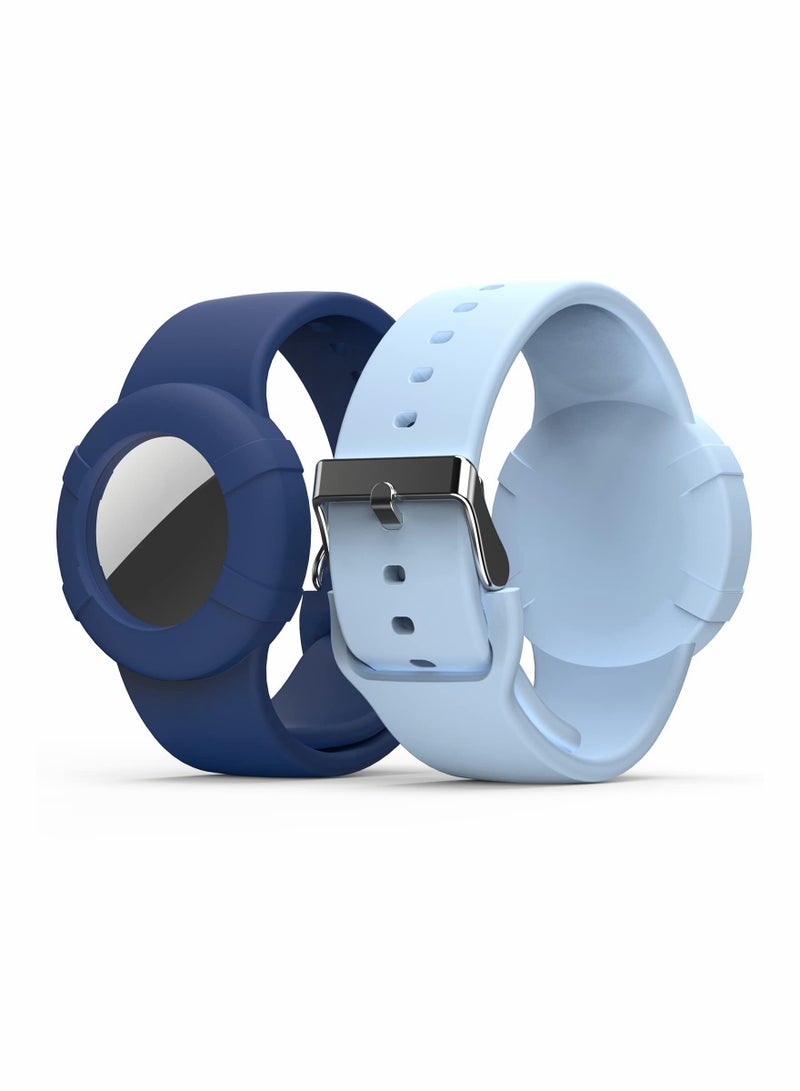 Airtag Wristbands for Kids Soft Silicone Airtag Bracelet Lightweight Waterproof Band Compatible with Apple Airtag Watch Band for Children and Toddler 2 Pcs - Image 1