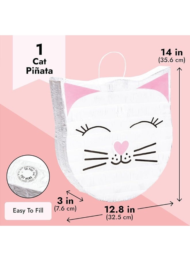 Blue Panda - Cat Pinata for Kitty Birthday Party Supplies, Kitten Themed Decorations (14x12.8x3 in, Small) - Image 1
