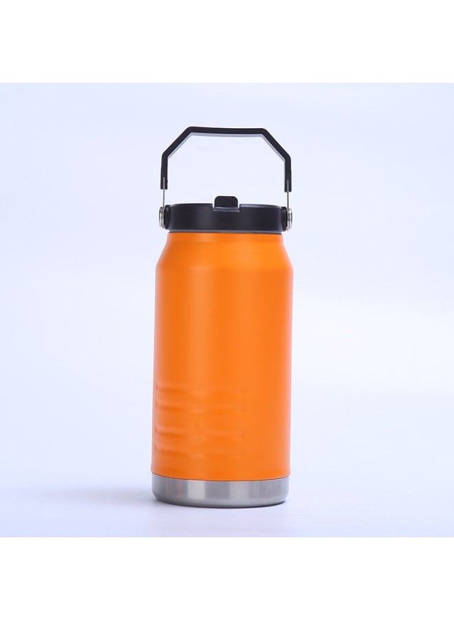 Orange Red 304 Stainless Steel Large Capacity Vacuum Cup Portable Outdoor Portable Sports Kettle Double-layer Vacuum Ice Cream Cup