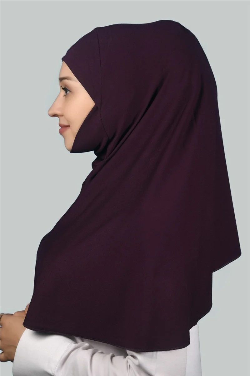 التوبة Ready-made Turban Practical Scarf with Veil Hijab with Nikap - Prayer Cover Soufflé (Xl) - Plum