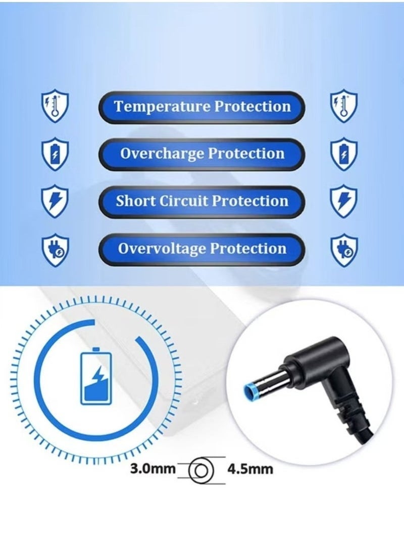 COCO KSA HP Laptop Charger 65W 45W 19.5V AC Adapter Replacement for HP Chromebook 11 14 G3 G4 Pavilion X360 11 13 15-f Envy 13 15 17 Stream 11 13 14 Elitebook Folio 1040 g1 Laptop (Blue Tip 4.5x3.0mm) - Image 5
