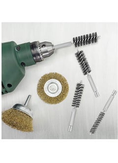 NIBEMINENT 6 Pieces Stainless Steel Bore Brush in Different Sizes Twisted Wire Cleaning with Handle 1/4 Inch Hex Shank for Power Drill Impact Driver, 4" Long （8mm,10mm,12mm,15mm,17mm,19mm)  - Image 3