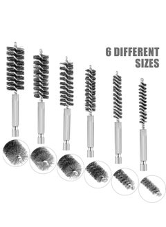 NIBEMINENT 6 Pieces Stainless Steel Bore Brush in Different Sizes Twisted Wire Cleaning with Handle 1/4 Inch Hex Shank for Power Drill Impact Driver, 4" Long （8mm,10mm,12mm,15mm,17mm,19mm)  - Image 2