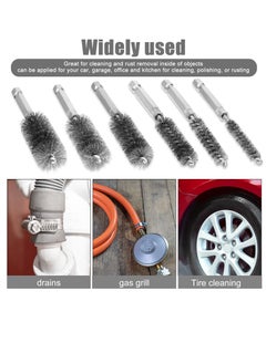NIBEMINENT 6 Pieces Stainless Steel Bore Brush in Different Sizes Twisted Wire Cleaning with Handle 1/4 Inch Hex Shank for Power Drill Impact Driver, 4" Long （8mm,10mm,12mm,15mm,17mm,19mm)  - Image 4