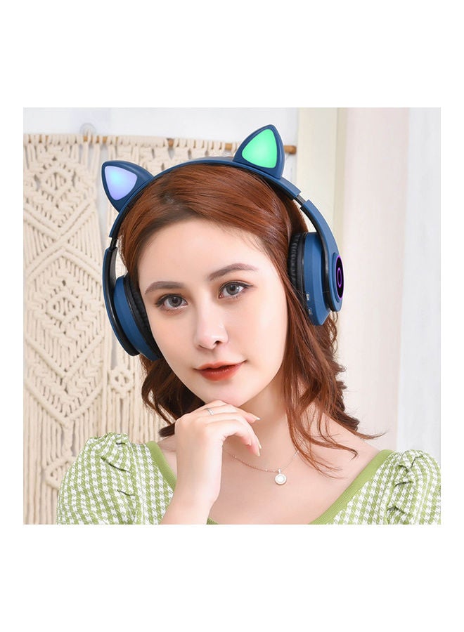 Alyashmac B39 Cat Ear Glowing Wireless BT5.0 Headphone Dark blue - Image 3