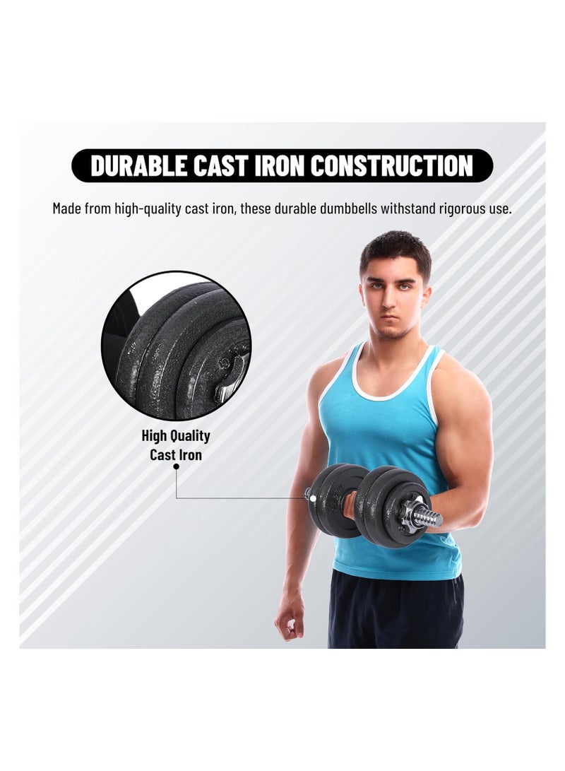ENDLESS  15 Kg (33 Lb) Cast Iron Adjustable Dumbbell Set ( 1.25Kg*8 , 0.5Kg*4 , 1.5Kg*2 Dumbell Rods )| Black | Perfect For Bodybuilding, Fitness, Weight Lifting And Training At Home Or Gym - Image 5