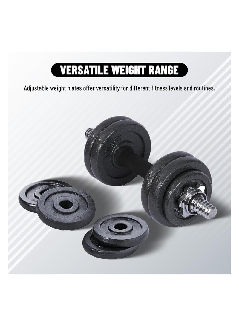 ENDLESS  15 Kg (33 Lb) Cast Iron Adjustable Dumbbell Set ( 1.25Kg*8 , 0.5Kg*4 , 1.5Kg*2 Dumbell Rods )| Black | Perfect For Bodybuilding, Fitness, Weight Lifting And Training At Home Or Gym - Image 4