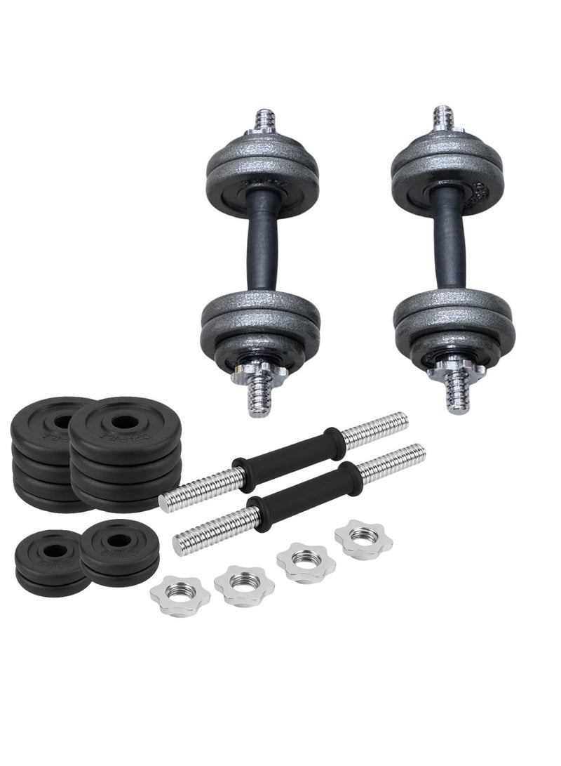 ENDLESS  15 Kg (33 Lb) Cast Iron Adjustable Dumbbell Set ( 1.25Kg*8 , 0.5Kg*4 , 1.5Kg*2 Dumbell Rods )| Black | Perfect For Bodybuilding, Fitness, Weight Lifting And Training At Home Or Gym - Image 1