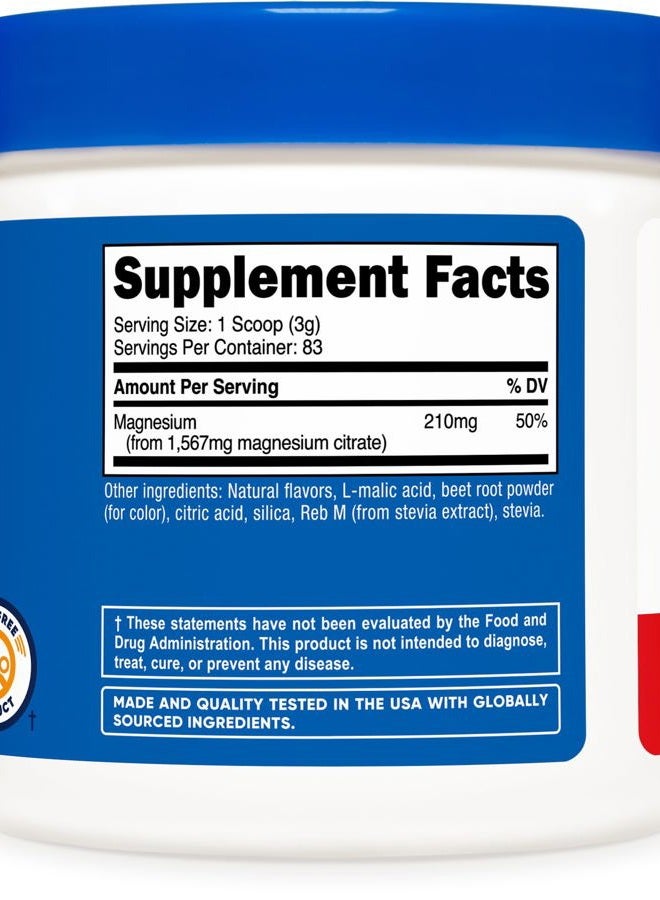 Nutricost مسحوق سترات المغنيسيوم (نكهة فواكه، 250 جرام) - 210 ملغ من المغنيسيوم لكل حصة - Image 5