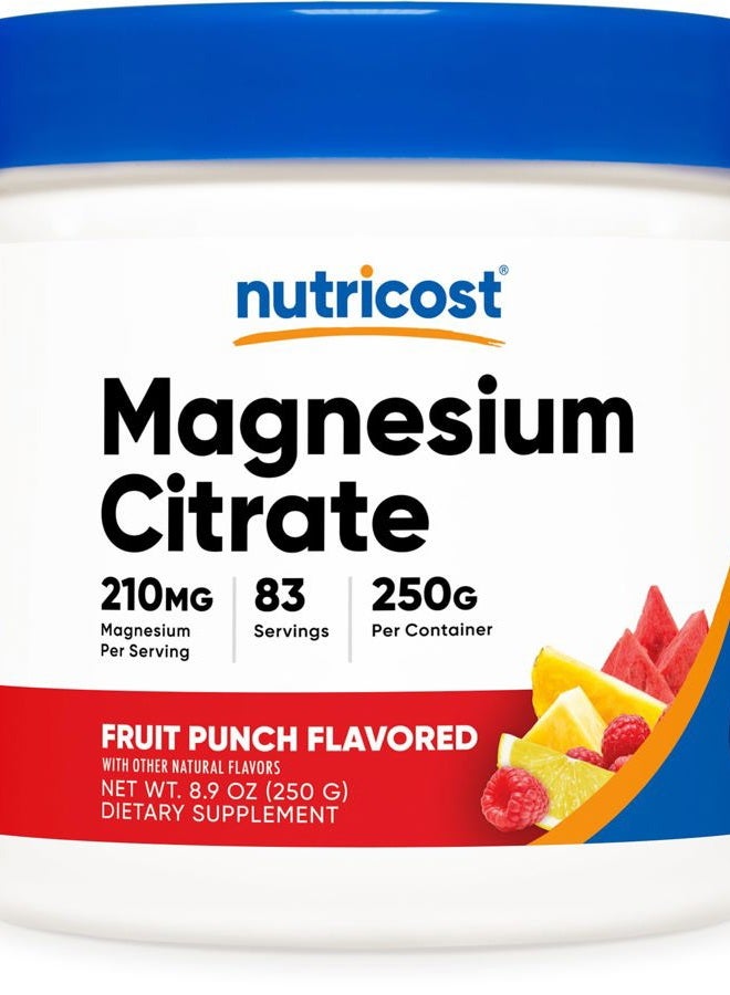 Nutricost مسحوق سترات المغنيسيوم (نكهة فواكه، 250 جرام) - 210 ملغ من المغنيسيوم لكل حصة - Image 1