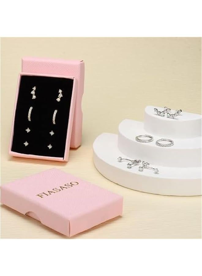 3 Pairs 925 Sterling Silver Hypoallergenic Earrings Set for Multiple Piercing Dainty 14K Gold Plated Stud Huggie Small Hoop Earrings for Women Trendy Cute Earring Stacks for Sensitive Ears - Image 3