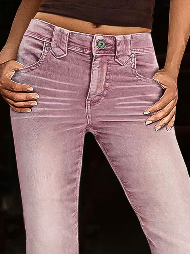 Flamingals Low Rise Boot Cut Jeans for Women Butt Lifting Western Pants with Pockets Flare Jeans Women Plum L - Image 2