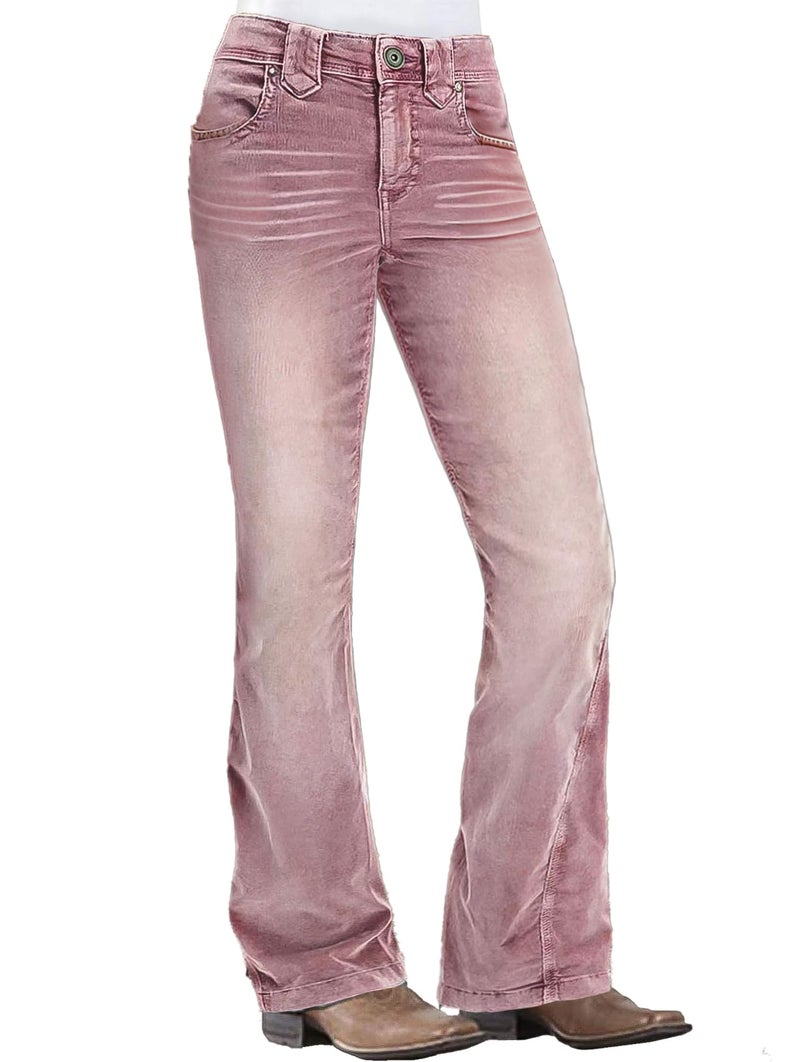Flamingals Low Rise Boot Cut Jeans for Women Butt Lifting Western Pants with Pockets Flare Jeans Women Plum L - Image 1