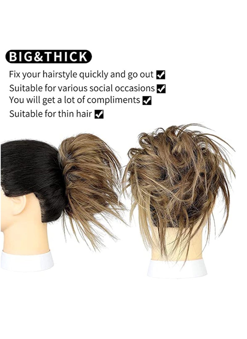 Estelle Messy Cocktail Bun hair bun hair bang hair extension elastic hair ban Hair Piece Hair Tousled Updo Hair Extensions Hairpiece Synthetic Hair Extensions Scrunchies Hairpiece for Women Color No 30T4  - Image 3