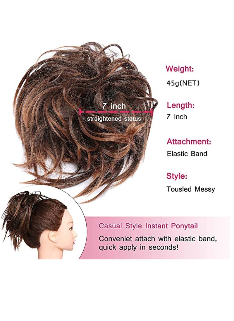 Estelle Messy Cocktail Bun hair bun hair bang hair extension elastic hair ban Hair Piece Hair Tousled Updo Hair Extensions Hairpiece Synthetic Hair Extensions Scrunchies Hairpiece for Women Color No 30T4  - Image 4