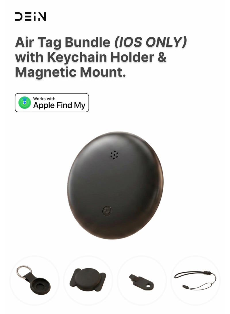 DEIN Premium Smart Tracker Tag for iPhone - AirTag Alternative Compatible with Apple Find My Network, Bluetooth Item Finder with Keychain, Magnetic Mount & Case - Image 1