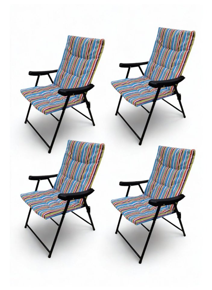 SMART HOME Folding Camping Chair Set of 4 - Lightweight Padded High-Back Camping Chair for Outdoor Camping, Beach Camping, and Hiking (Color Matches Picture) - Image 1