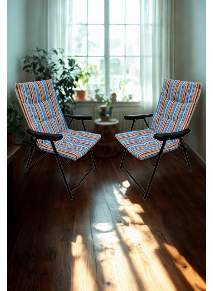 SMART HOME Folding Camping Chair Set of 4 - Lightweight Padded High-Back Camping Chair for Outdoor Camping, Beach Camping, and Hiking (Color Matches Picture) - Image 4