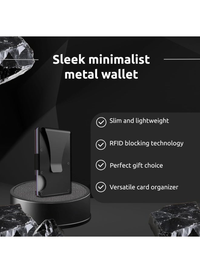 Slim RFID Blocking Wallet For Men - Light Weight, Durable & Compact- Minimalist Wallet With Money Clip (Obsidian) - Image 3