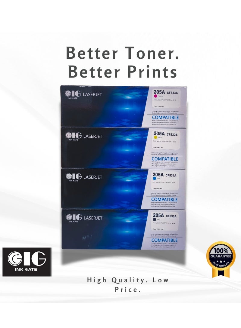 IG HP 205A IG Compatible Toner Cartridge Set – Black, Cyan, Magenta, Yellow – Replaces CF530A / CF531A / CF532A / CF533A – For HP Color LaserJet Pro M154, M180, M181 - Image 2