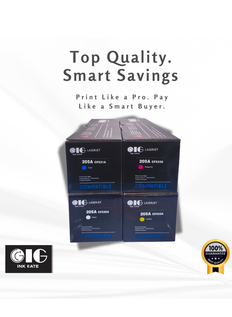 IG HP 205A IG Compatible Toner Cartridge Set – Black, Cyan, Magenta, Yellow – Replaces CF530A / CF531A / CF532A / CF533A – For HP Color LaserJet Pro M154, M180, M181 - Image 3