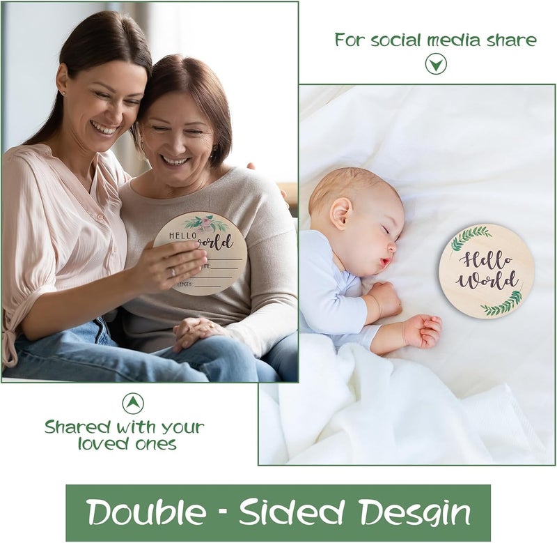 Al Raied ARS® Baby Announcement Sign for Newborn - Double-Sided Hello World Name Sign - Image 5