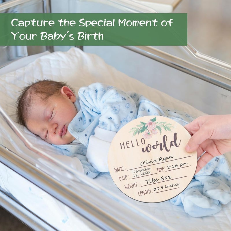 Al Raied ARS® Baby Announcement Sign for Newborn - Double-Sided Hello World Name Sign - Image 2