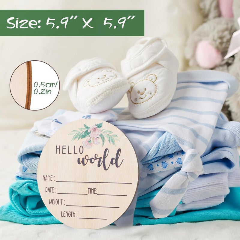 Al Raied ARS® Baby Announcement Sign for Newborn - Double-Sided Hello World Name Sign - Image 3