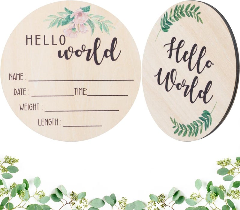 Al Raied ARS® Baby Announcement Sign for Newborn - Double-Sided Hello World Name Sign - Image 1