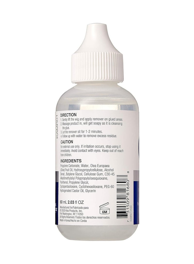 KISS كيس جميع أنواع مزيل شعر الدانتيل الأمامي - محلول رغوي لطيف، يحمي حوافك، بدون مواد كيميائية ضارة 60 مل (2.03 أونصة سائلة) - كيمر01 (مزيل) - Image 2