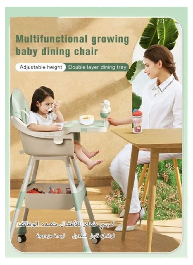 Beauenty Baby High Chair for Toddlers, Foldable High Chairs with Adjustable Seat Heigh Recline with 4 Wheels and Removable Tray  - Image 2