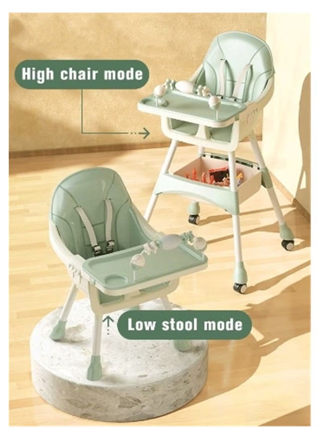 Beauenty Baby High Chair for Toddlers, Foldable High Chairs with Adjustable Seat Heigh Recline with 4 Wheels and Removable Tray  - Image 5