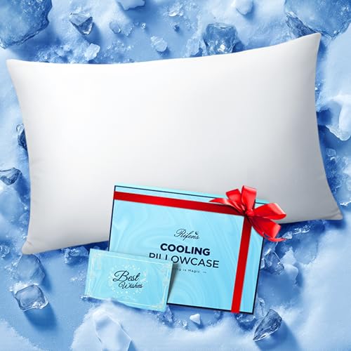 Rifens Ice Cooling Pillowcase for Hot Sleepers, Instantly Cool, Stays Cold All Night, Softer Than Silk Pillow Cases, Pillow Covers with Invisible Zipper, Gift for Men & Women - Standard Size, White (1 Pack) - Image 1