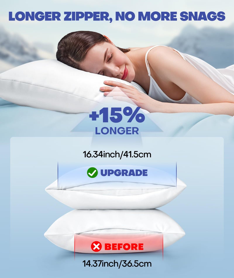 Rifens Ice Cooling Pillowcase for Hot Sleepers, Instantly Cool, Stays Cold All Night, Softer Than Silk Pillow Cases, Pillow Covers with Invisible Zipper, Gift for Men & Women - Standard Size, White (1 Pack) - Image 5