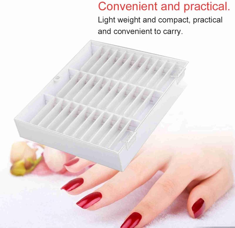 Nail Art Decoration Container, Empty Nail Tips Storage Box, Fake Nail Display Case with Multiple Grids, Durable Plastic Organizer for Gems Beads Rhinestones, White or Black (White) - Image 3