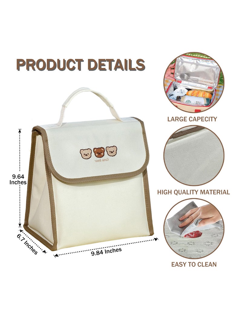 Excefore - Stylish and roomy lunch bag set, perfect for work, school, picnics and travel, includes cutlery and insulated tote, three little bears - Image 1
